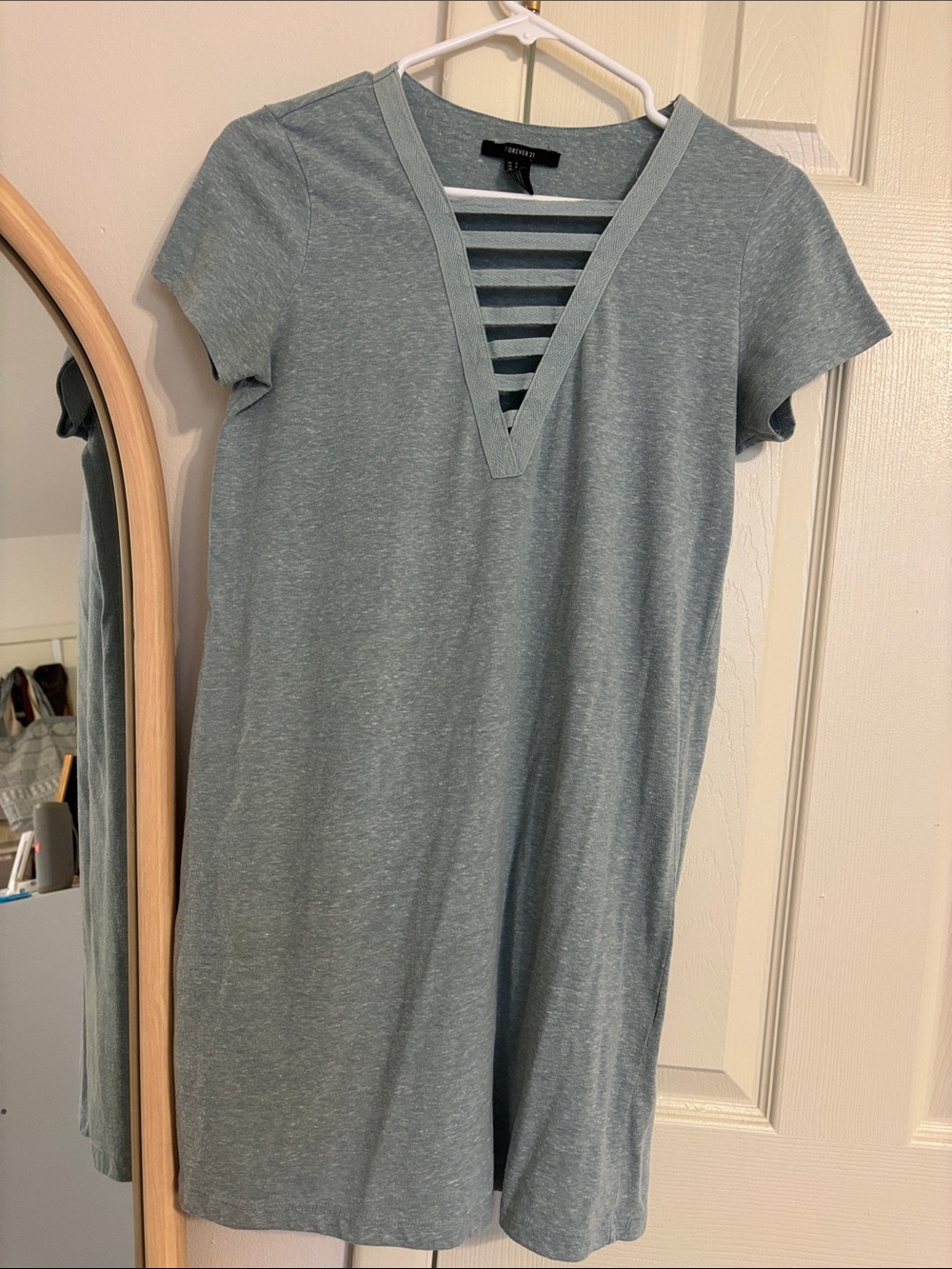 Forever 21 Heather Sage Strappy V‑Neck Mini Dress
